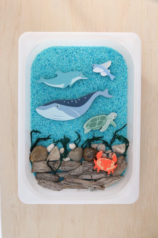 SET OF COASTAL ANIMALS WITH DISPLAY SHELF - PREORDER by TENDER LEAF TOYS - The Playful Collective