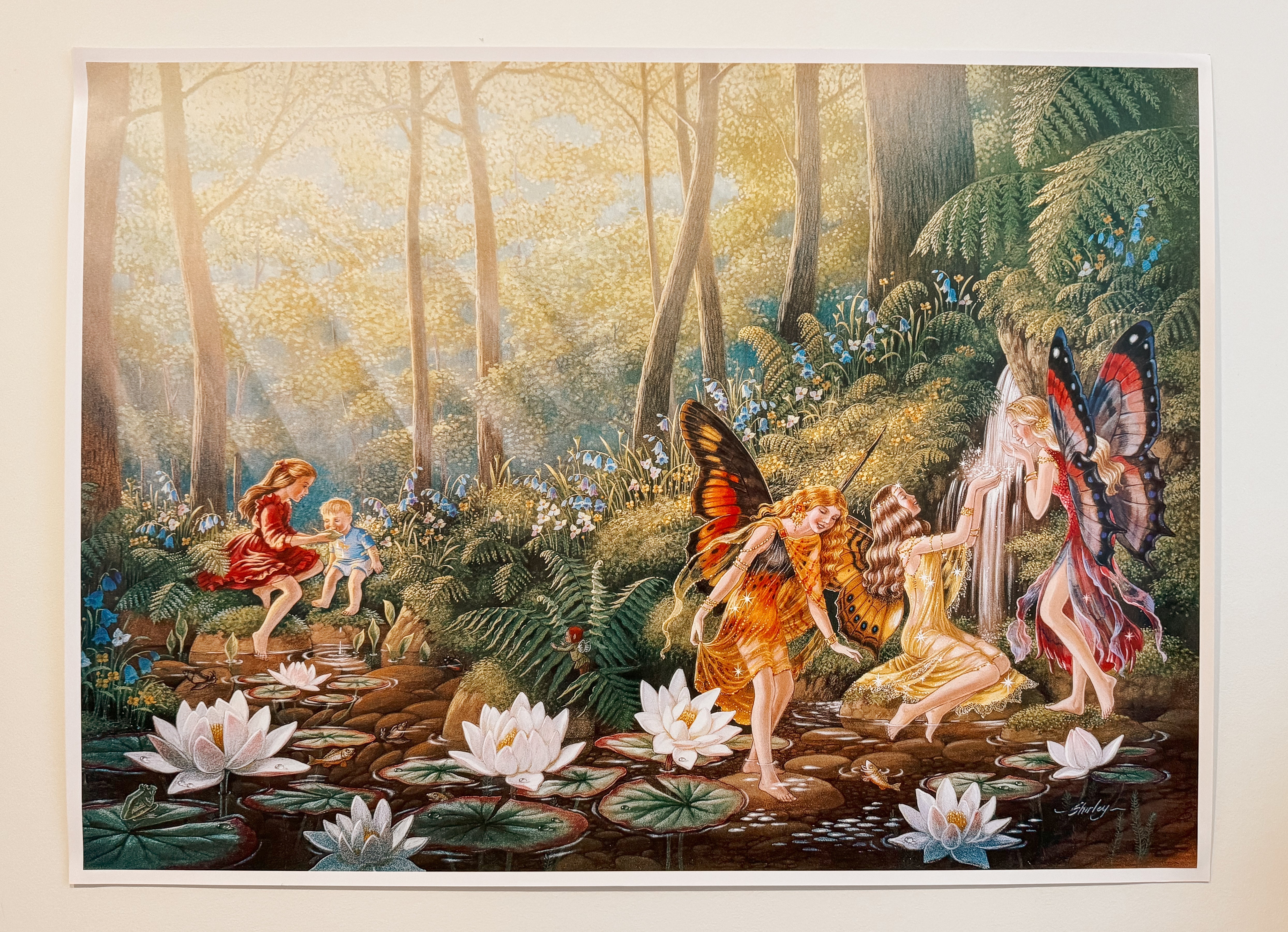 Art Print Wall Poster - Waterfall Fairies by Shirley Barber | The