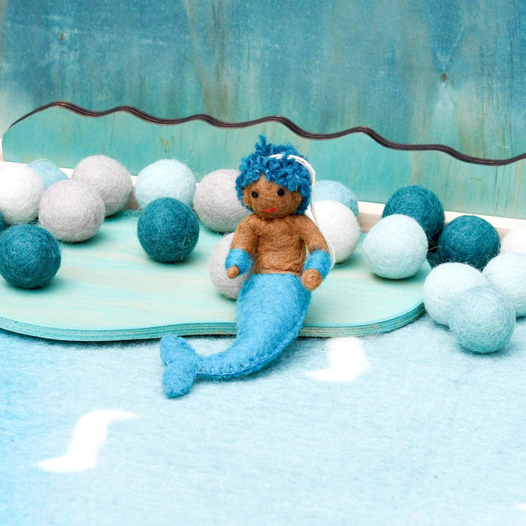 TARA TREASURES | FELT CORAL MERMAN HANGING - BLUE TAIL by TARA TREASURES - The Playful Collective