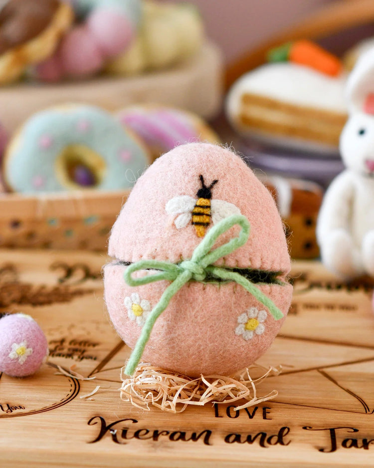 TARA TREASURES | FELT EGG COVER - PEACH WITH BEE MOTIF *PRE-ORDER* by TARA TREASURES - The Playful Collective