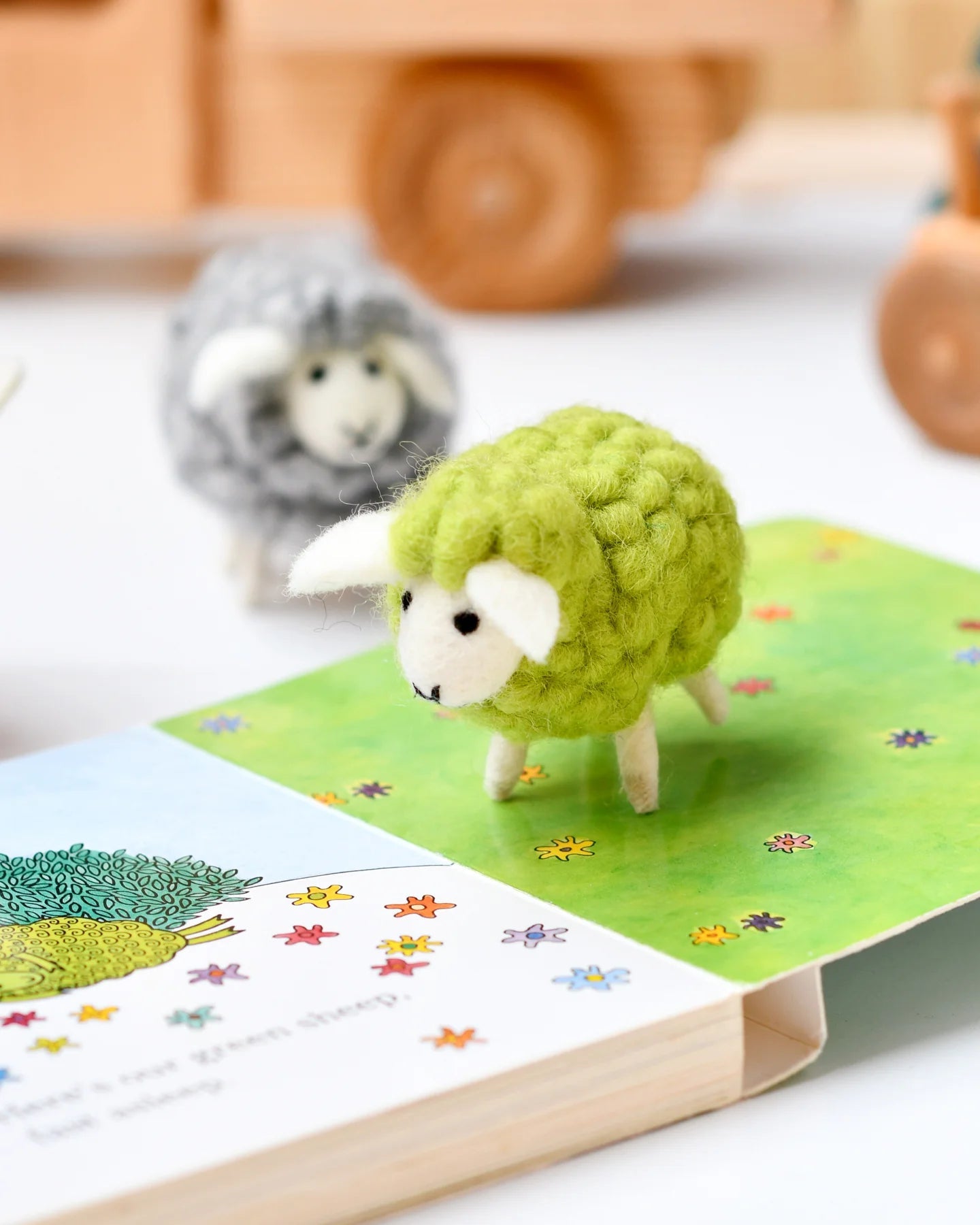 TARA TREASURES | FELT GREEN SHEEP TOY by TARA TREASURES - The Playful Collective