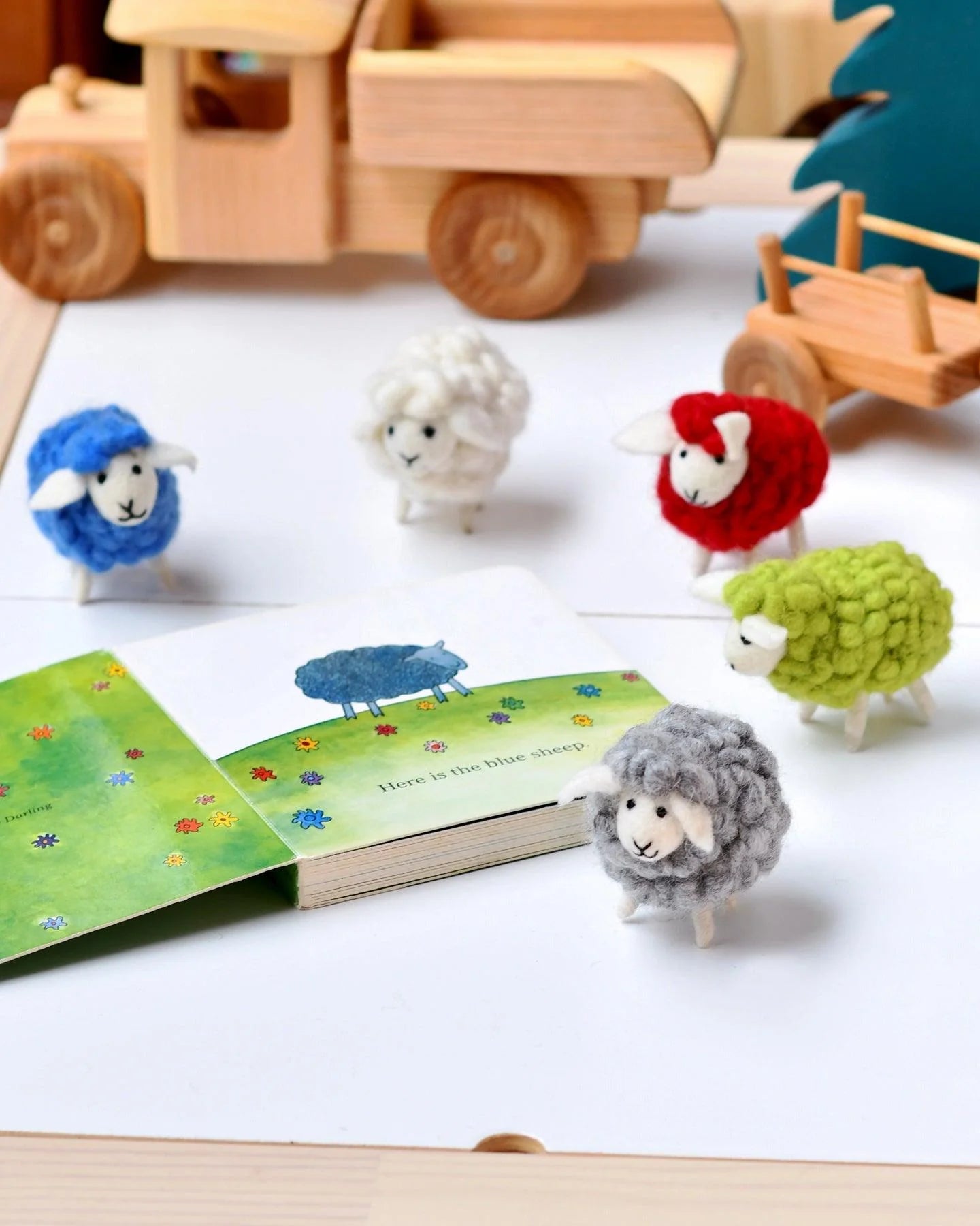 TARA TREASURES | FELT GREEN SHEEP TOYS SET (5 COLOURS) by TARA TREASURES - The Playful Collective