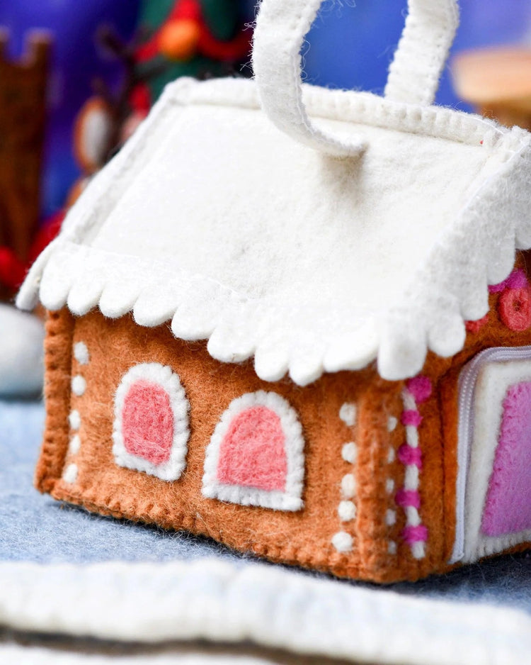 TARA TREASURES | FELT PINK GINGERBREAD HOUSE BAG by TARA TREASURES - The Playful Collective