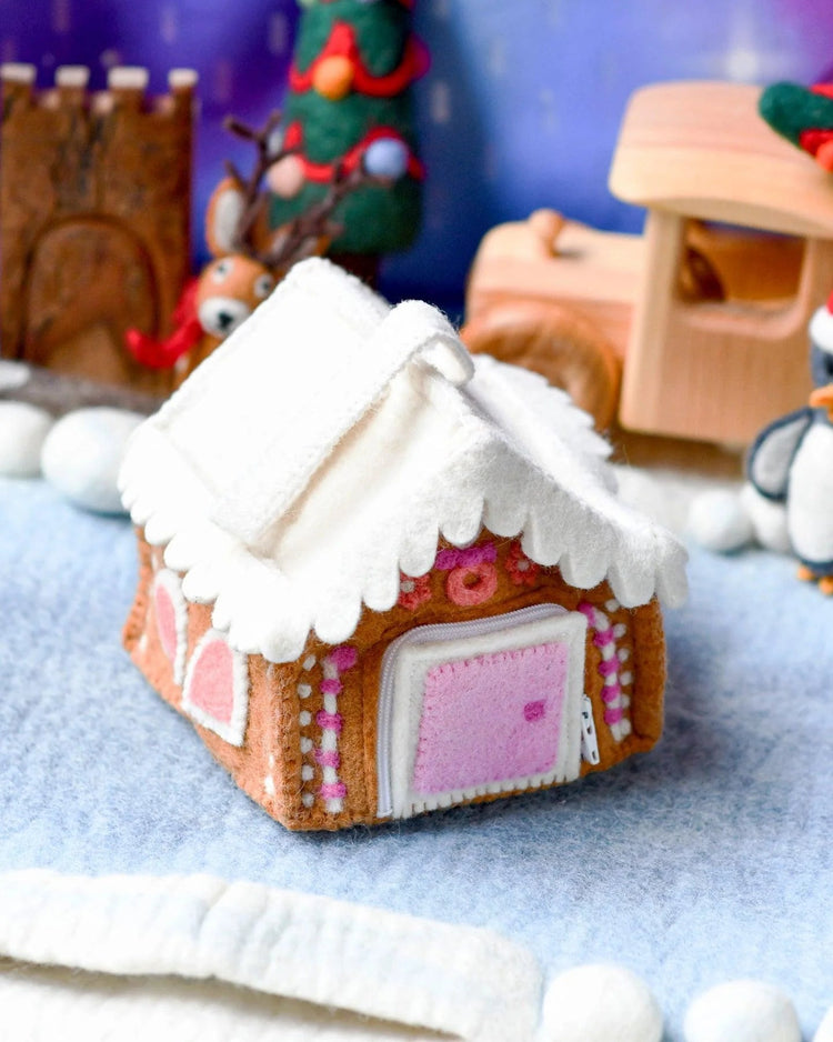 TARA TREASURES | FELT PINK GINGERBREAD HOUSE BAG by TARA TREASURES - The Playful Collective