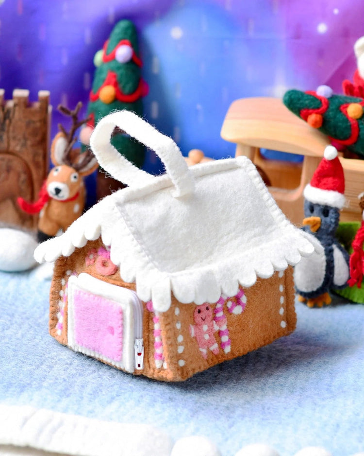 TARA TREASURES | FELT PINK GINGERBREAD HOUSE BAG by TARA TREASURES - The Playful Collective