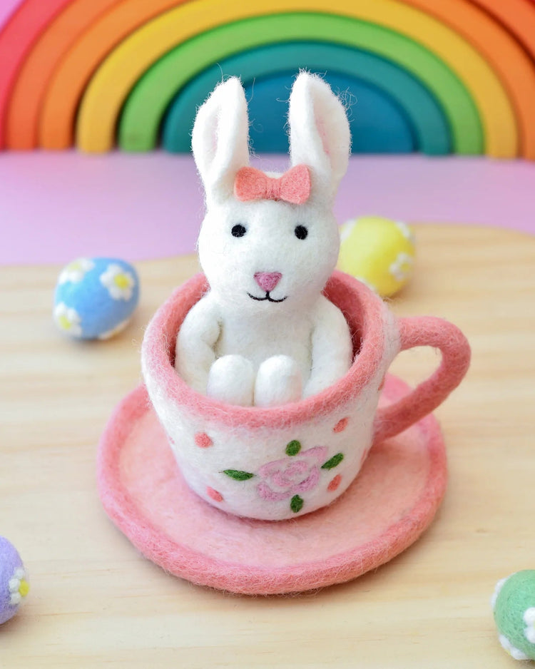 TARA TREASURES | FELT RABBIT IN A TEA CUP TOY *PRE-ORDER* by TARA TREASURES - The Playful Collective