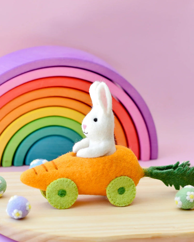TARA TREASURES | FELT RABBIT WITH CARROT CAR TOY *PRE-ORDER* by TARA TREASURES - The Playful Collective