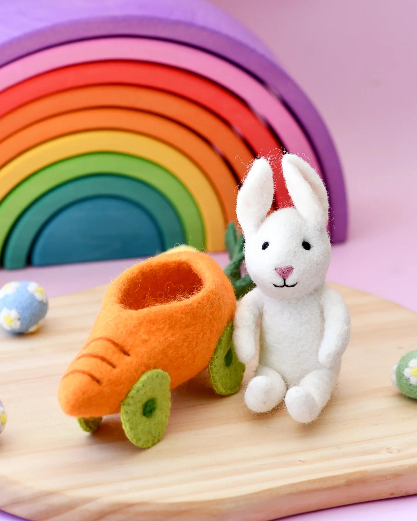 TARA TREASURES | FELT RABBIT WITH CARROT CAR TOY *PRE-ORDER* by TARA TREASURES - The Playful Collective