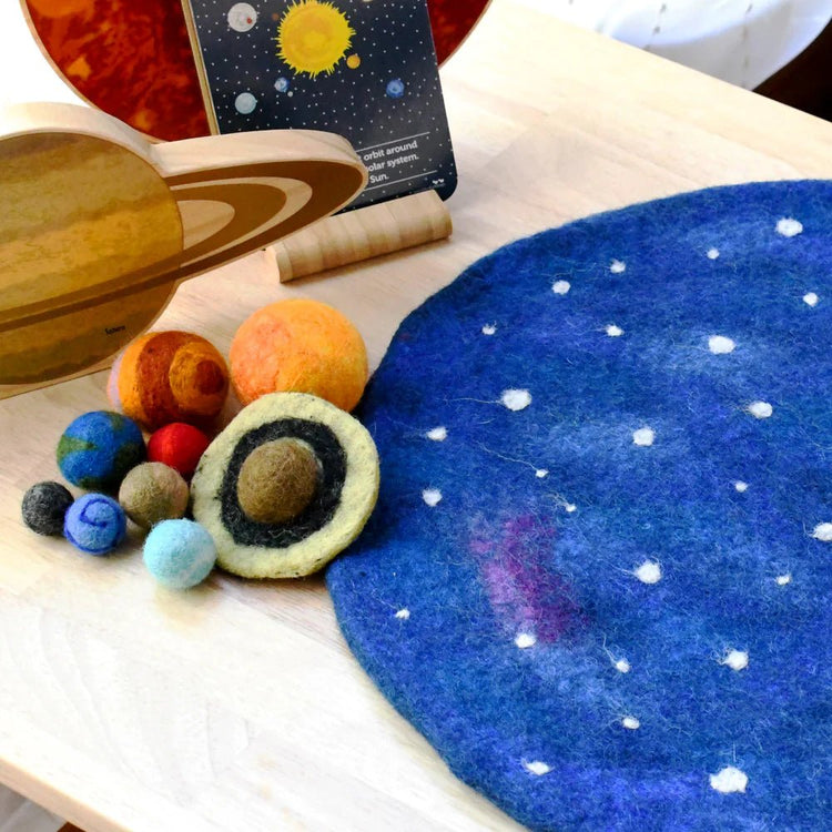 TARA TREASURES | SOLAR SYSTEM OUTER SPACE PLAY MAT PLAYSCAPE WITH FELT PLANETS by TARA TREASURES - The Playful Collective