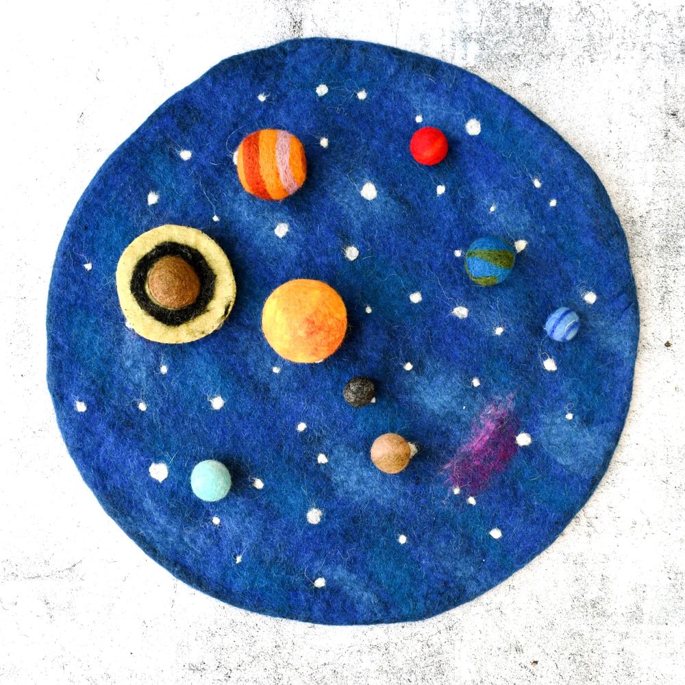 TARA TREASURES | SOLAR SYSTEM OUTER SPACE PLAY MAT PLAYSCAPE WITH FELT PLANETS by TARA TREASURES - The Playful Collective