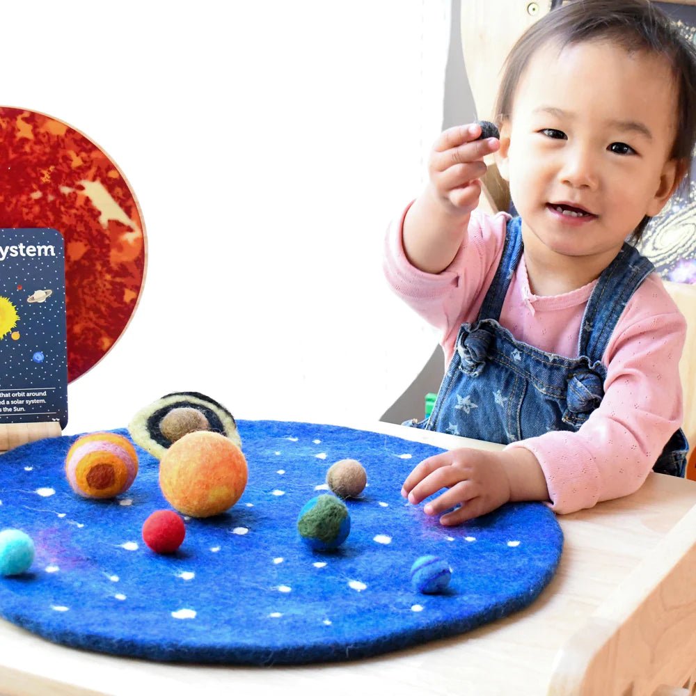 TARA TREASURES | SOLAR SYSTEM OUTER SPACE PLAY MAT PLAYSCAPE WITH FELT PLANETS by TARA TREASURES - The Playful Collective