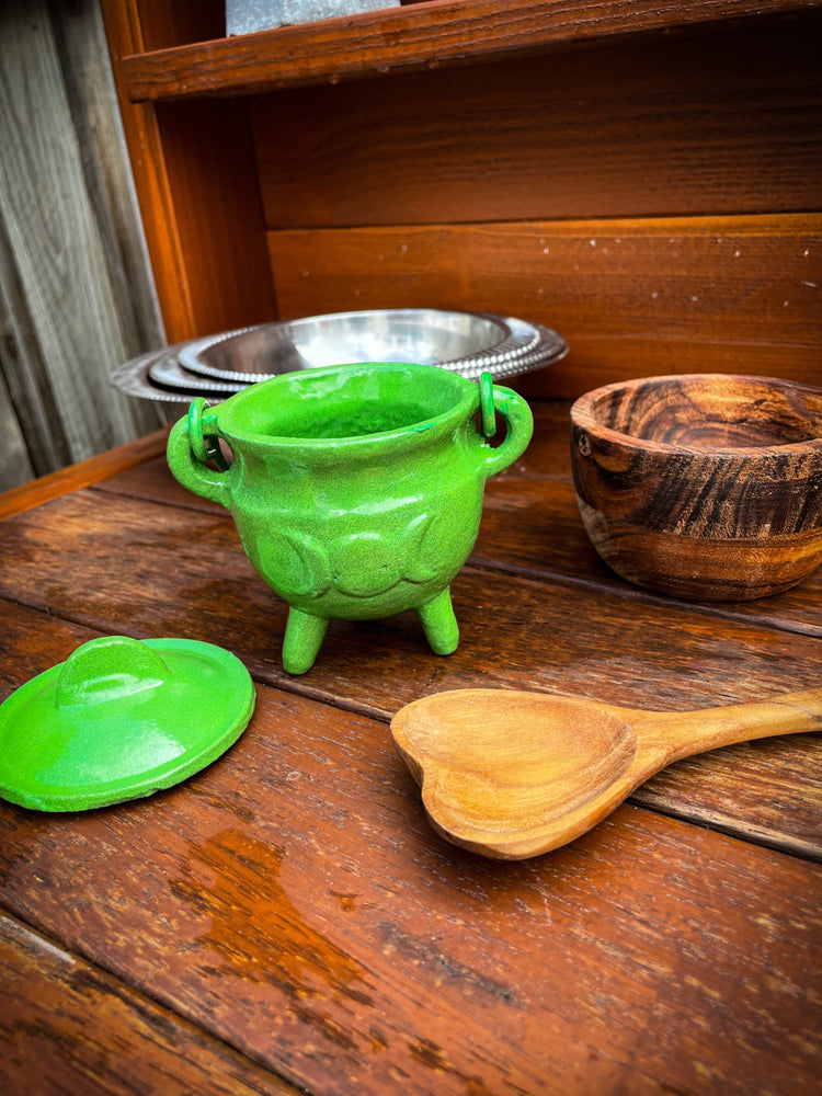 THE PLAYFUL COLLECTIVE | MINI TRIPLE MOON CAST IRON CAULDRON - GREEN by THE PLAYFUL COLLECTIVE - The Playful Collective