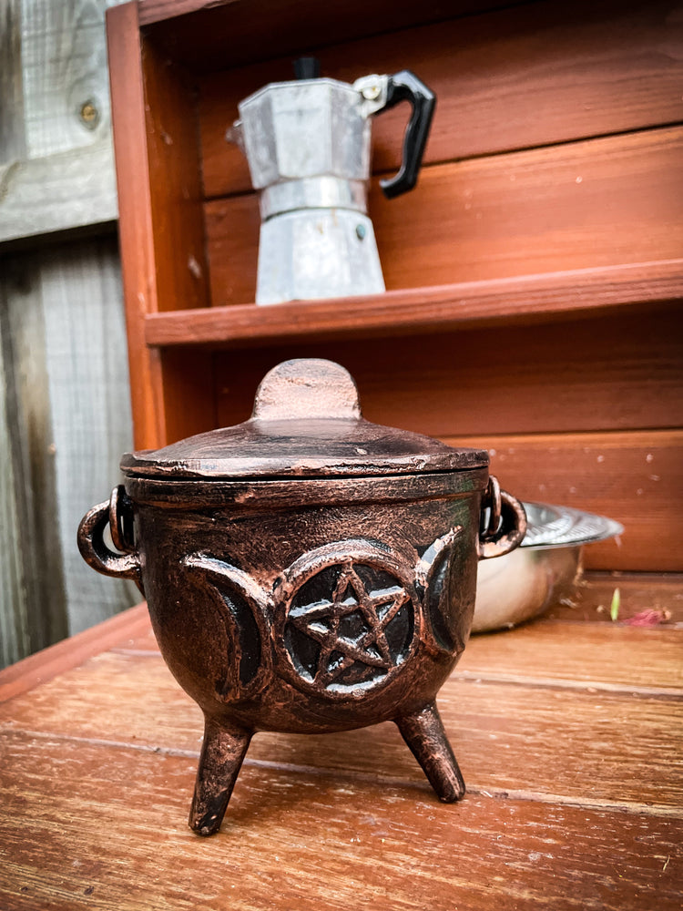 THE PLAYFUL COLLECTIVE | TRIPLE MOON PENTAGRAM CAST IRON CAULDRON - ANTIQUE by THE PLAYFUL COLLECTIVE - The Playful Collective