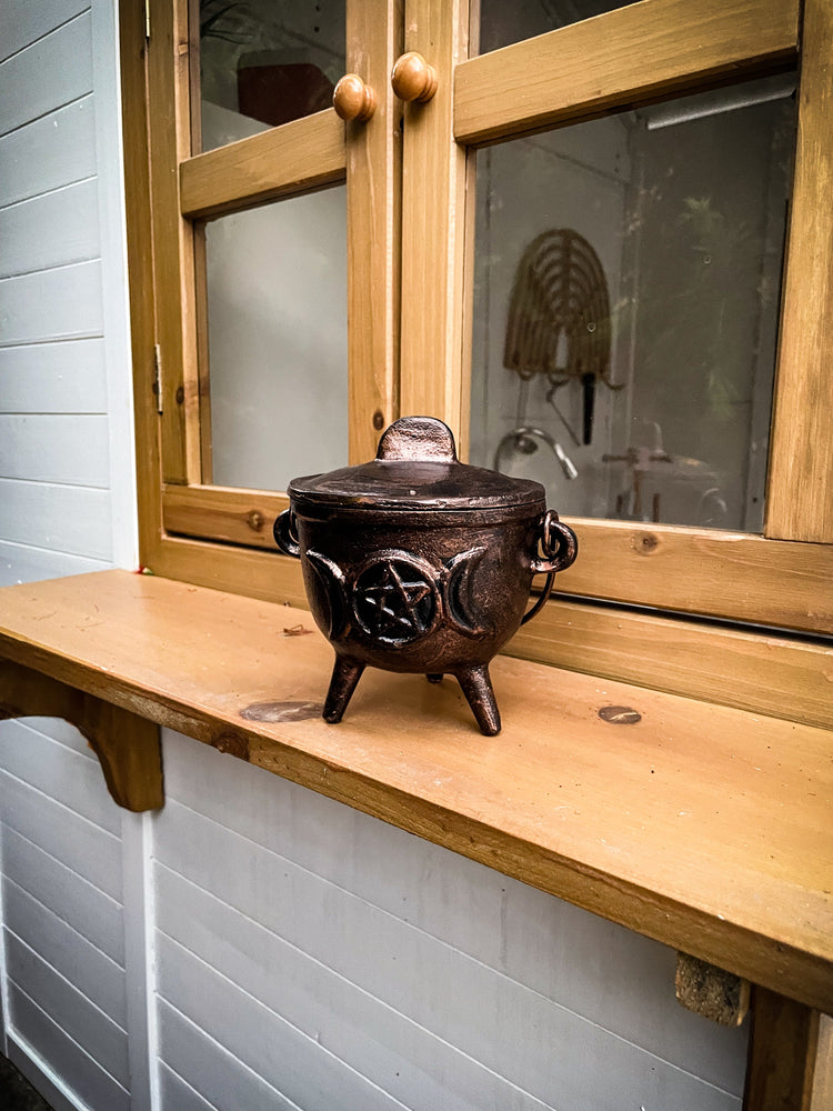 THE PLAYFUL COLLECTIVE | TRIPLE MOON PENTAGRAM CAST IRON CAULDRON - ANTIQUE by THE PLAYFUL COLLECTIVE - The Playful Collective