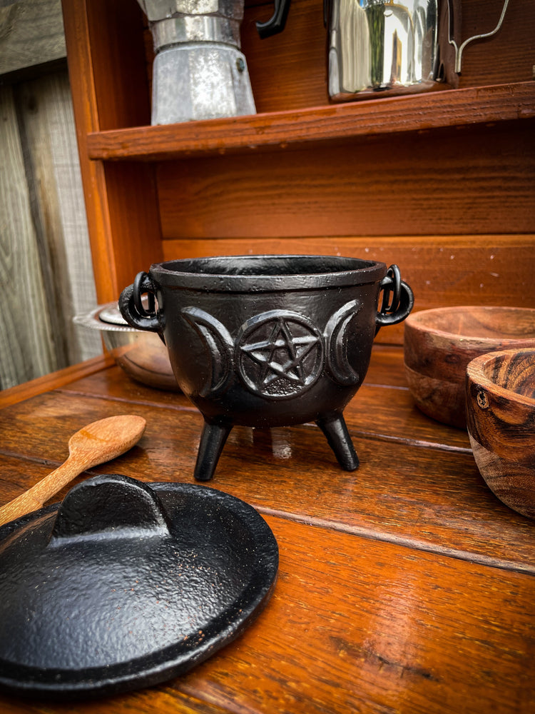 THE PLAYFUL COLLECTIVE | TRIPLE MOON PENTAGRAM CAST IRON CAULDRON - BLACK by THE PLAYFUL COLLECTIVE - The Playful Collective