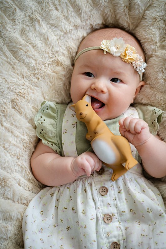 TIKIRI | NATURAL RUBBER BABY RATTLE & BATH TOY - KANGAROO by TIKIRI - The Playful Collective