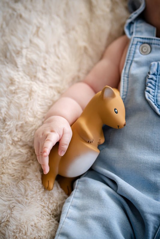 TIKIRI | NATURAL RUBBER BABY RATTLE & BATH TOY - KANGAROO by TIKIRI - The Playful Collective