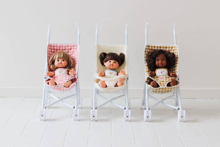 TINY HARLOW | FOLDING DOLL'S STROLLER 2.0 - PINK GINGHAM by TINY HARLOW - The Playful Collective