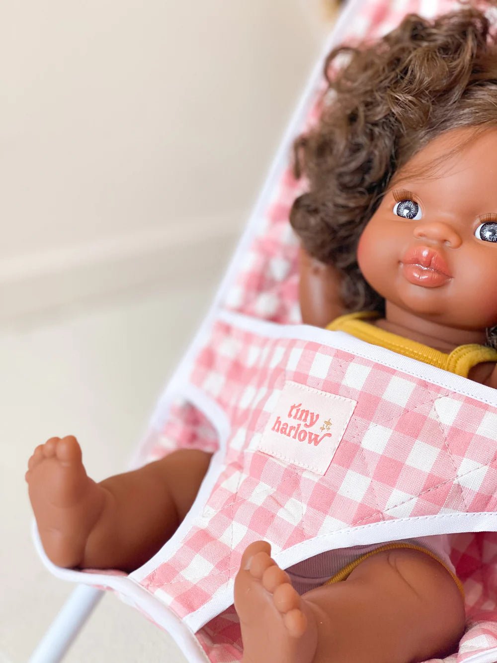 TINY HARLOW | FOLDING DOLL'S STROLLER 2.0 - PINK GINGHAM by TINY HARLOW - The Playful Collective