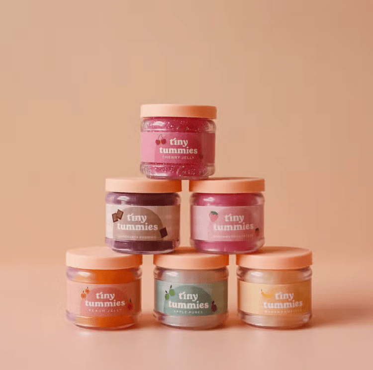 TINY HARLOW | TINY TUMMIES FOOD JAR & SPOON SET - STRAWBERRY CUSTARD *PRE-ORDER* by TINY HARLOW - The Playful Collective