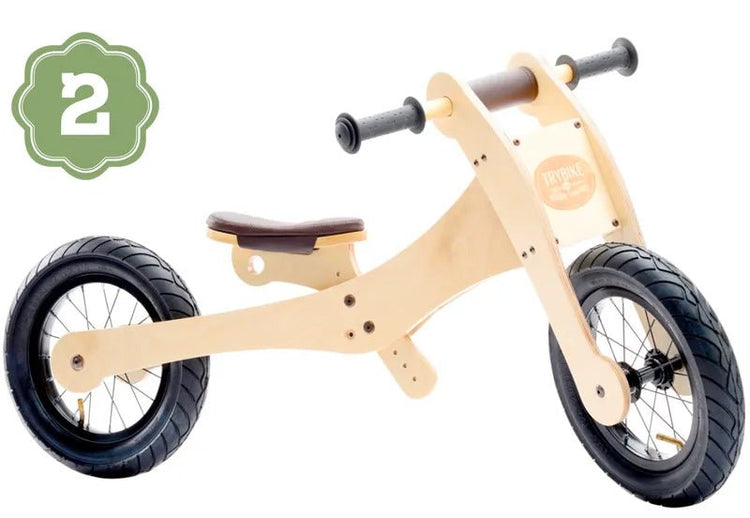 TRYBIKE | WOODEN 4-IN-1 TRICYCLE & BALANCE BIKE - PINK TRIM by TRYBIKE - The Playful Collective