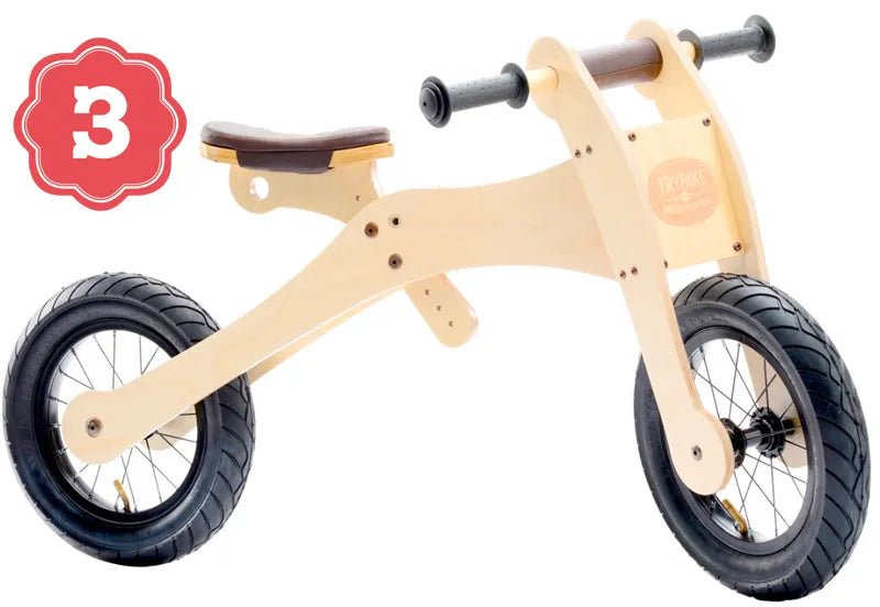 TRYBIKE | WOODEN 4-IN-1 TRICYCLE & BALANCE BIKE - PINK TRIM by TRYBIKE - The Playful Collective