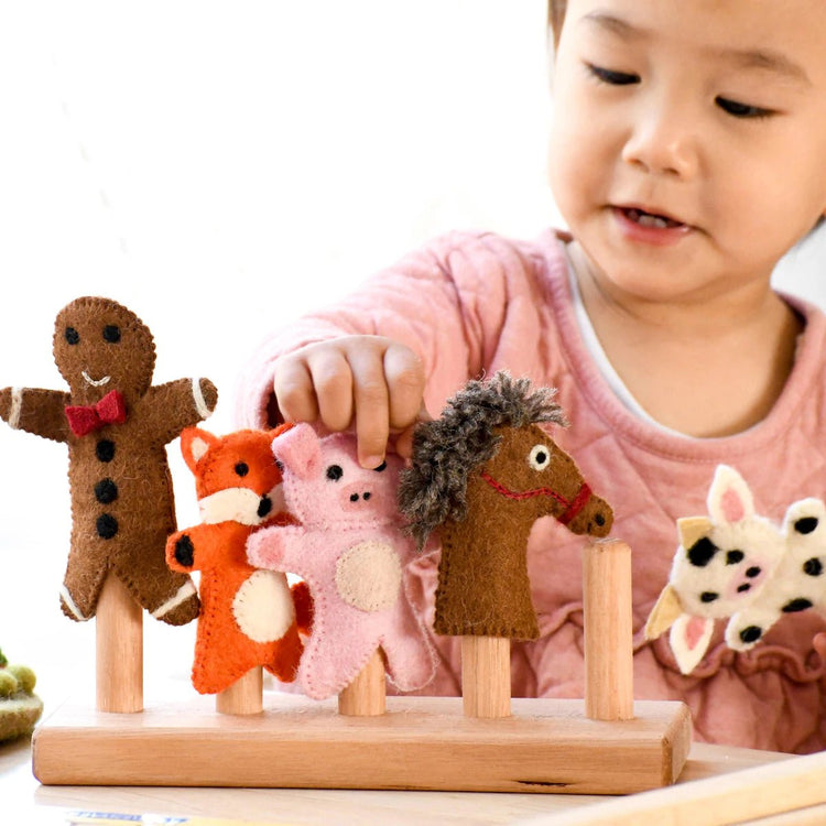 WOODEN FINGER PUPPET STAND (5 RODS) by TARA TREASURES - The Playful Collective