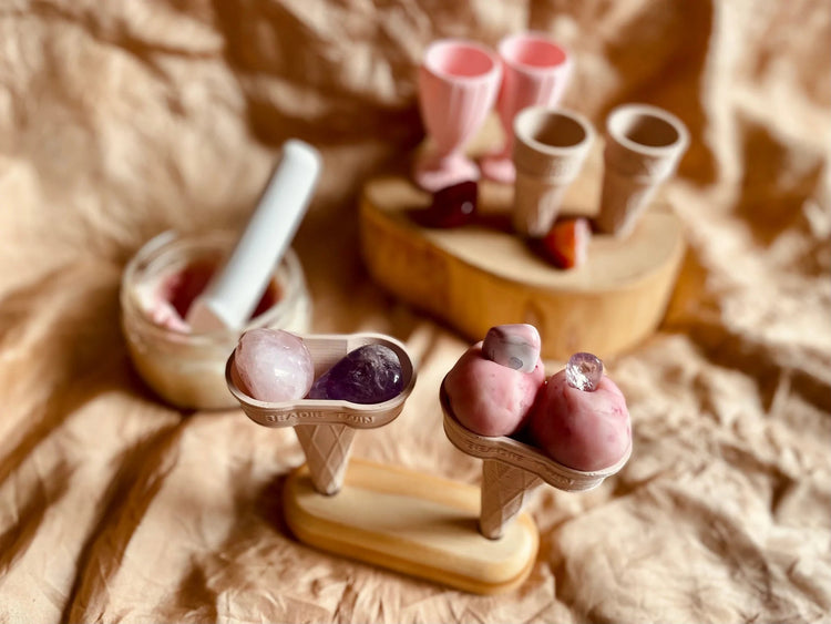 WOODEN ICE-CREAM CONE HOLDER - 2 HOLE by BEADIE BUG PLAY - The Playful Collective