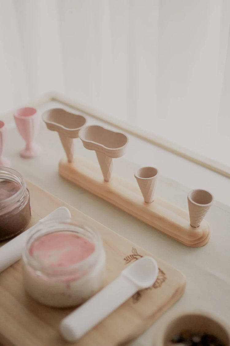 WOODEN ICE-CREAM CONE HOLDER - 4 HOLE by BEADIE BUG PLAY - The Playful Collective