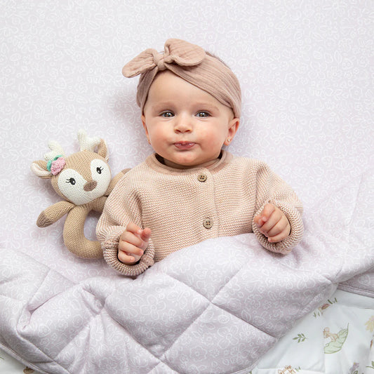 LIVING TEXTILES | KNITTED RING RATTLE - AVA THE FAWN