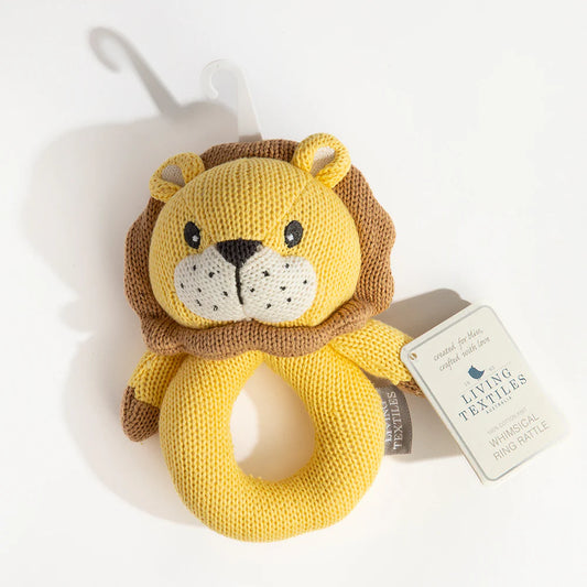 LIVING TEXTILES | KNITTED RING RATTLE - LEO THE LION