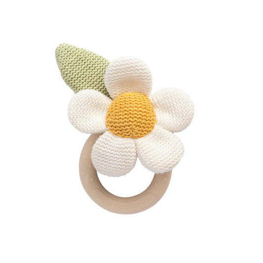 LIVING TEXTILES | DAISY TEETHING RING RATTLE