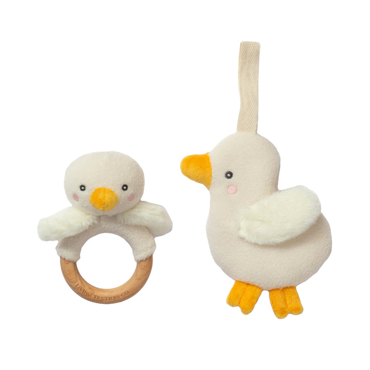 LIVING TEXTILES | RING RATTLE & DUMMY CHAIN GIFT SET - GOOSEY GOOSEY