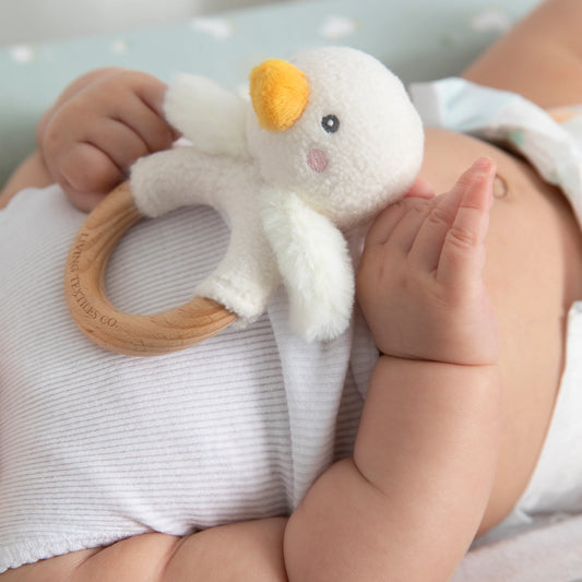 LIVING TEXTILES | RING RATTLE & DUMMY CHAIN GIFT SET - GOOSEY GOOSEY