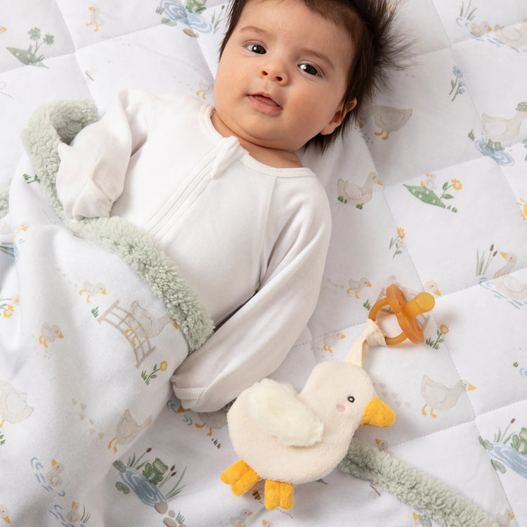 LIVING TEXTILES | RING RATTLE & DUMMY CHAIN GIFT SET - GOOSEY GOOSEY