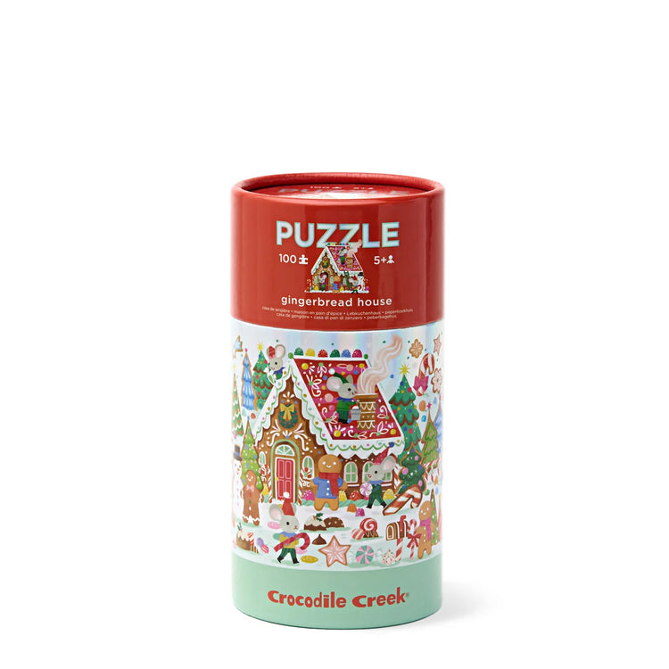 CROCODILE CREEK | HOLOGRAPHIC TUBE PUZZLE 100PC - GINGERBREAD HOUSE