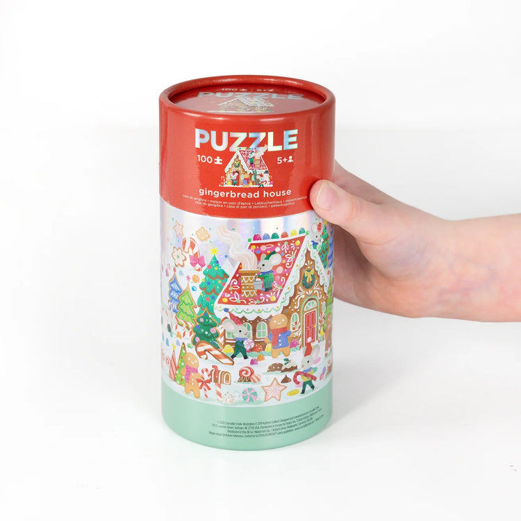 CROCODILE CREEK | HOLOGRAPHIC TUBE PUZZLE 100PC - GINGERBREAD HOUSE