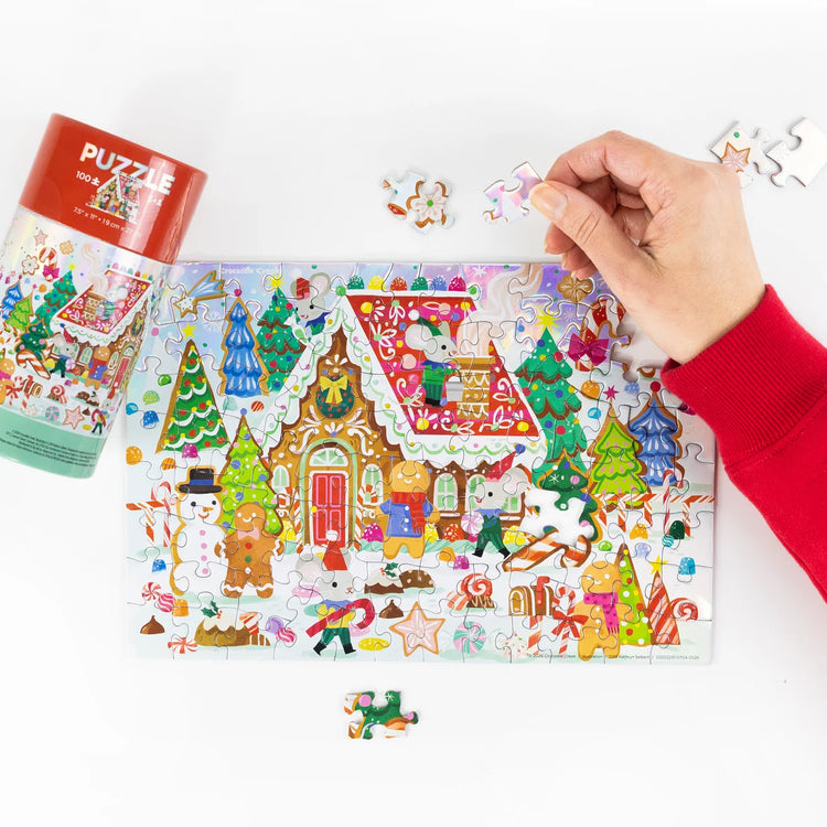 CROCODILE CREEK | HOLOGRAPHIC TUBE PUZZLE 100PC - GINGERBREAD HOUSE