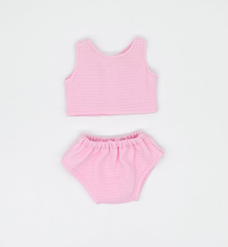 LLORENS DOLLS | MINI COLETTOS PINK WAFFLE KNIT DOLL UNDERWEAR SET