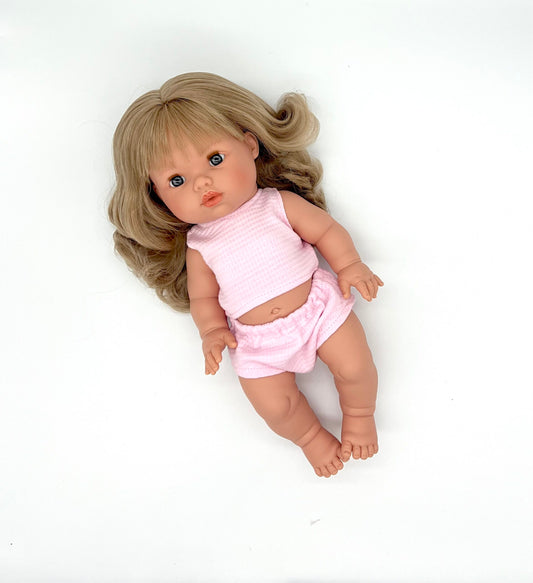 LLORENS DOLLS | MINI COLETTOS PINK WAFFLE KNIT DOLL UNDERWEAR SET