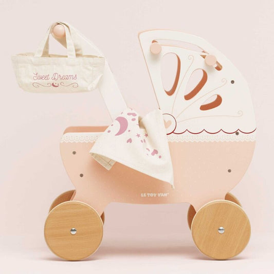 LE TOY VAN | RETRO WOODEN DOLL PRAM (PINK)