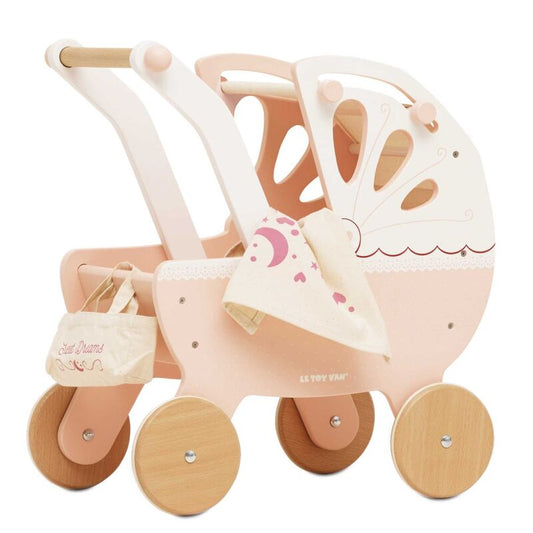 LE TOY VAN | RETRO WOODEN DOLL PRAM (PINK)