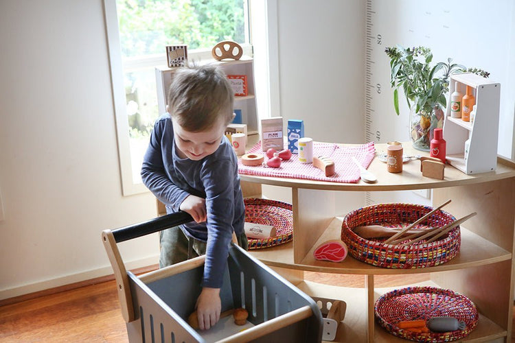 BLUE RIBBON | WOODEN SHOPPING TROLLEY by BLUE RIBBON - The Playful Collective