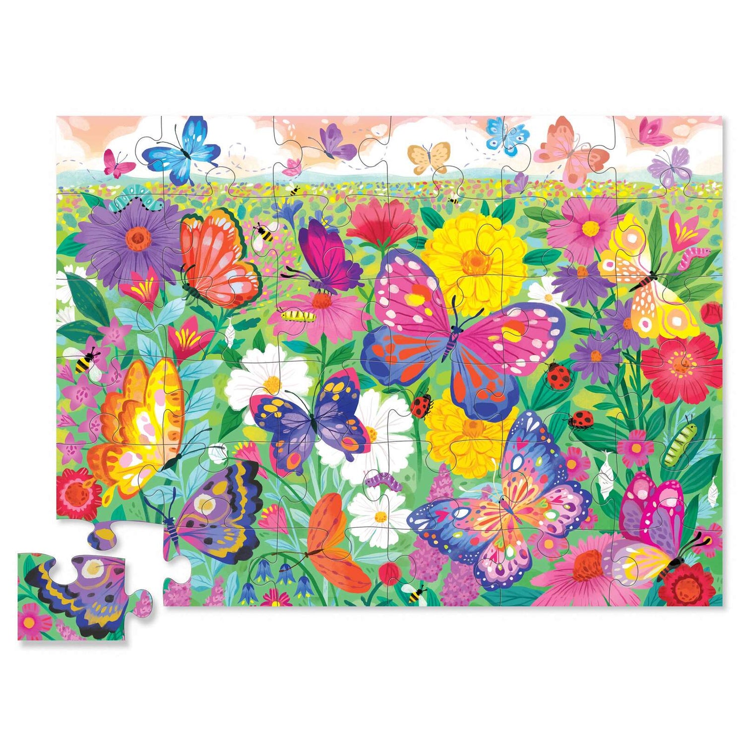 CROCODILE CREEK | CLASSIC FLOOR PUZZLE 36 PIECE - BUTTERFLY GARDEN (FOIL STAMPED) by CROCODILE CREEK - The Playful Collective