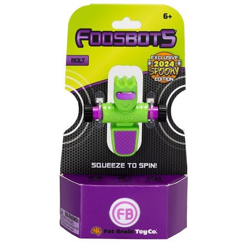 FAT BRAIN TOYS | FOOSBOTS - SINGLE - BOLT (GREEN/PURPLE) *SPOOKY SPECIAL EDITION* by FAT BRAIN TOYS - The Playful Collective