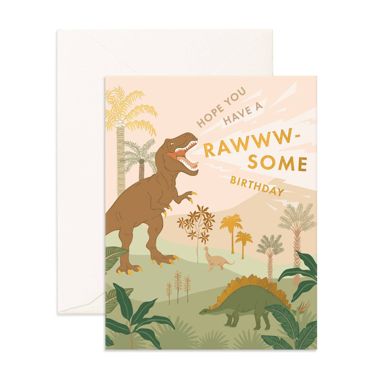 FOX & FALLOW | BIRTHDAY GREETING CARD - RAWWW - SOME BIRTHDAY DINOS by FOX & FALLOW - The Playful Collective