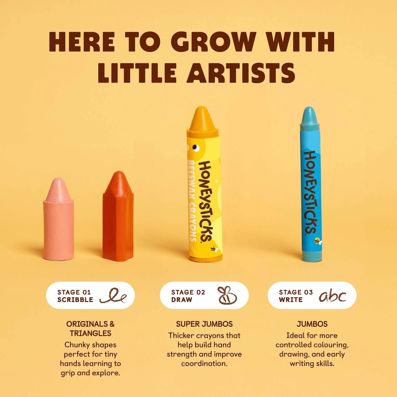 HONEYSTICKS | BEESWAX CRAYONS - ORIGINALS 10PK by HONEYSTICKS - The Playful Collective