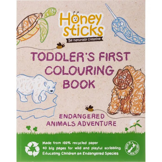 HONEYSTICKS | TODDLER'S FIRST COLOURING BOOK - ENDANGERED SPECIES *PRE - ORDER* by HONEYSTICKS - The Playful Collective