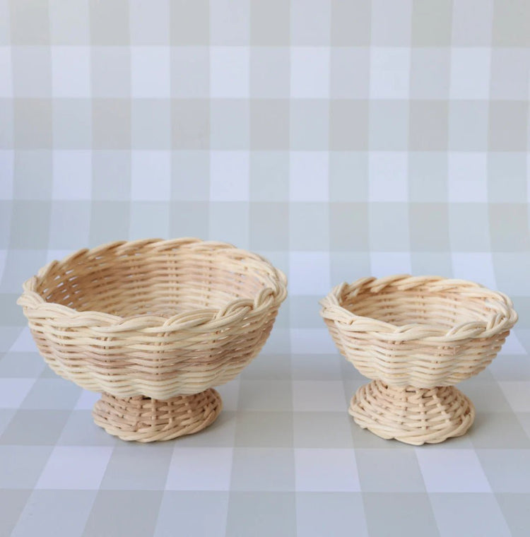 JUNI MOON | RATTAN FOOTED FRAISE BOWL WITH STRAWBERRIES *PRE - ORDER* Large 5 Red Strawberries by JUNI MOON - The Playful Collective