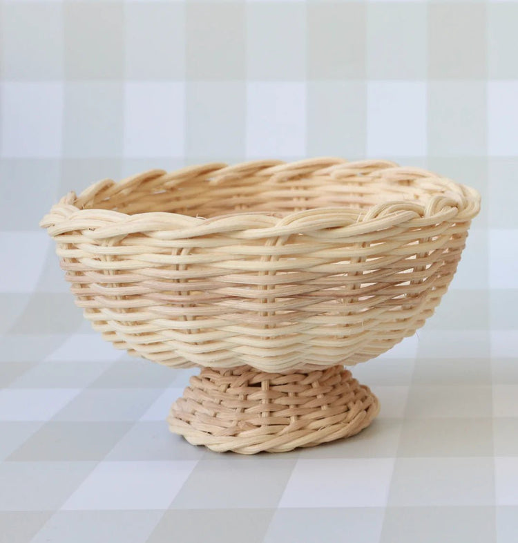 JUNI MOON | RATTAN FOOTED FRAISE BOWL WITH STRAWBERRIES *PRE - ORDER* Large 5 Red Strawberries by JUNI MOON - The Playful Collective